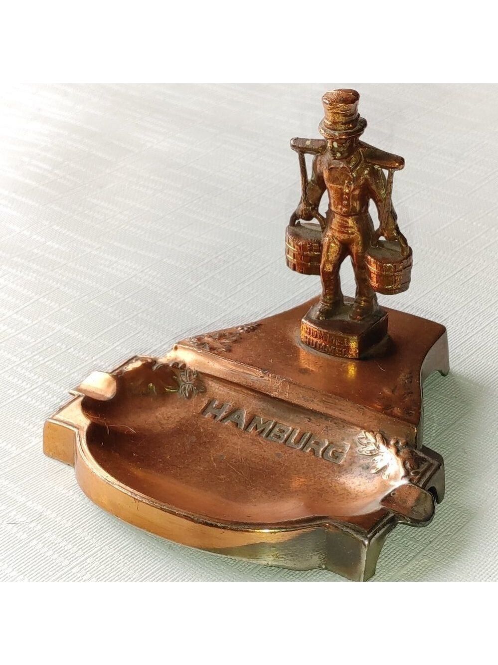 Collectible Ashtray Hummel HAMBURG Covered With copper Germany 70s Vinta…